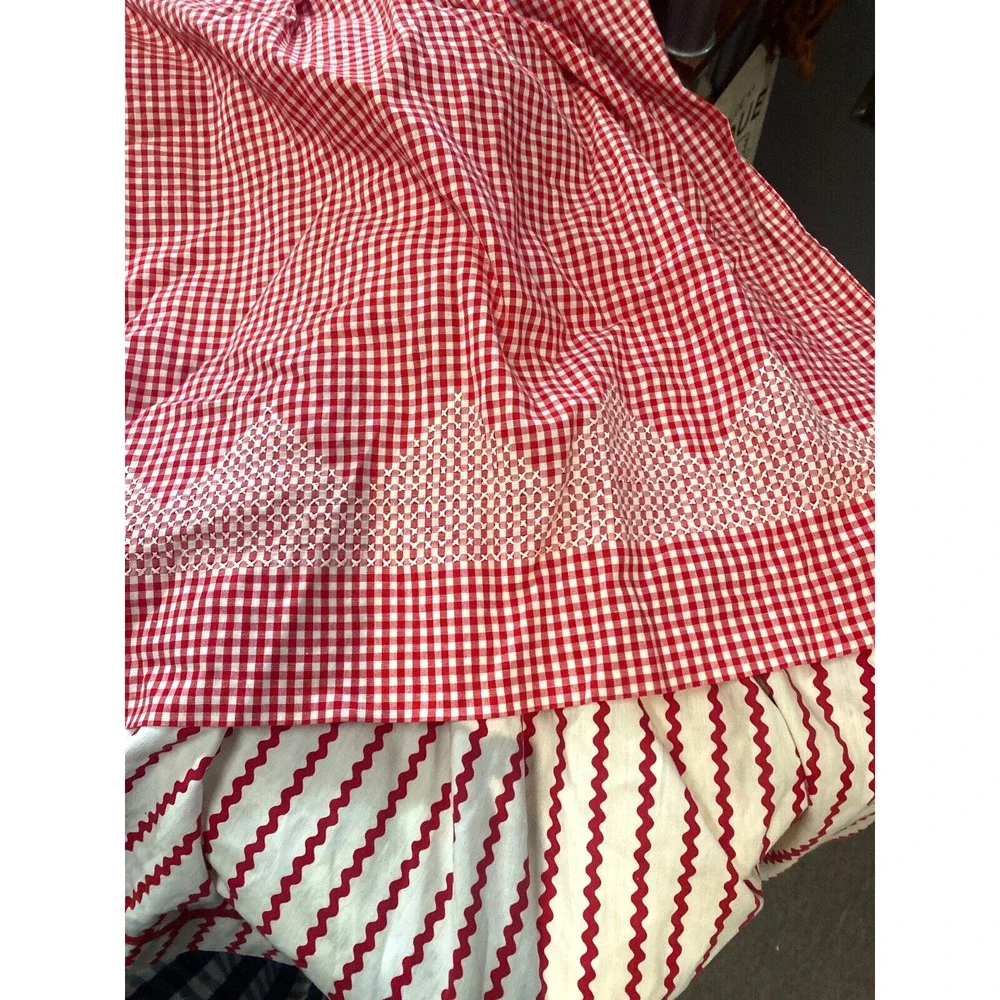 Hand Made Ironing Board Cover Table Runner Made from Vintage Aprons Red White